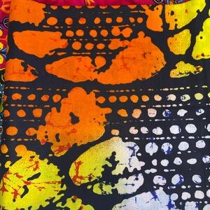 Vibrant Orange and Black Batik Fabric from Africa